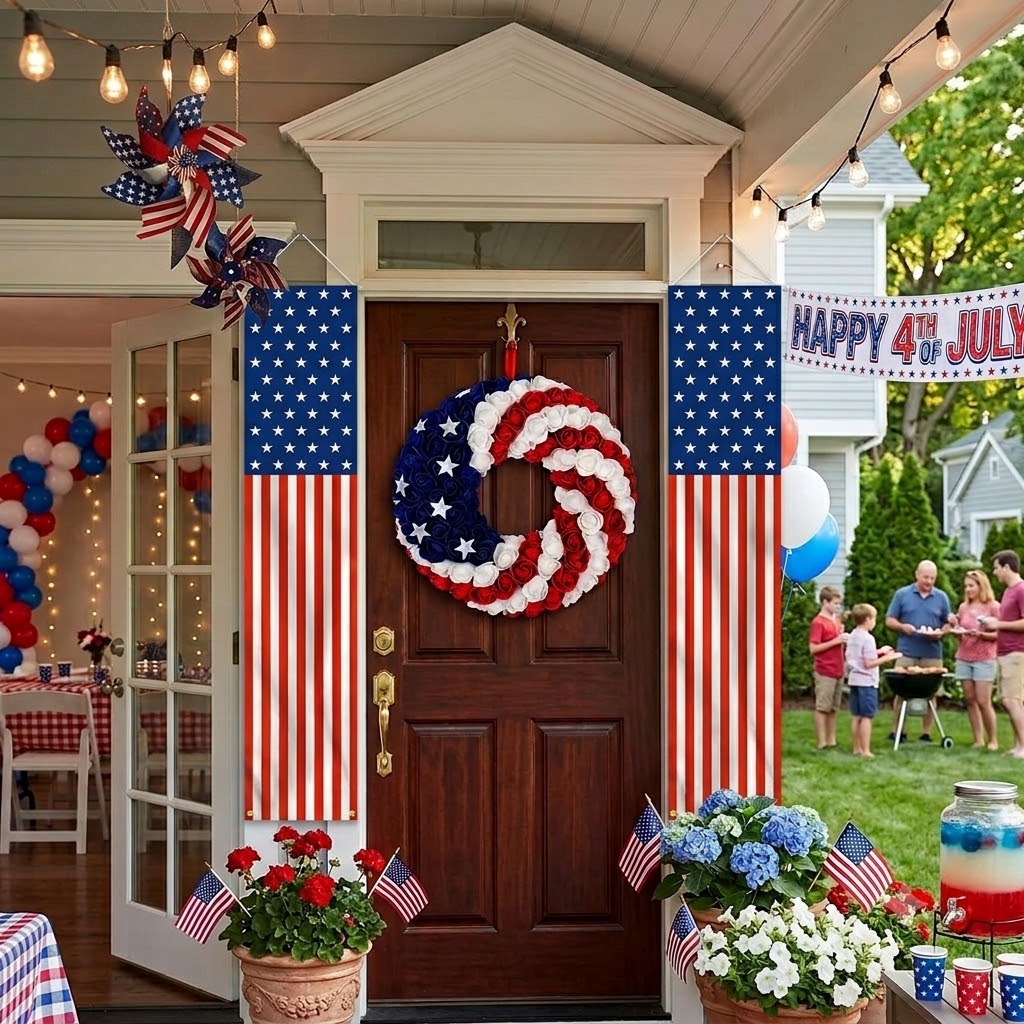 Patriotic 4th of July Outdoor Hanging Flag Banners