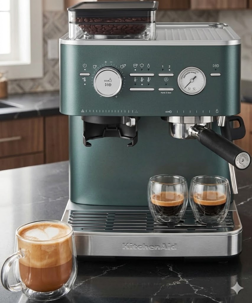 KitchenAid Semi Automatic Espresso Machine with Burr Grinder (Juniper)