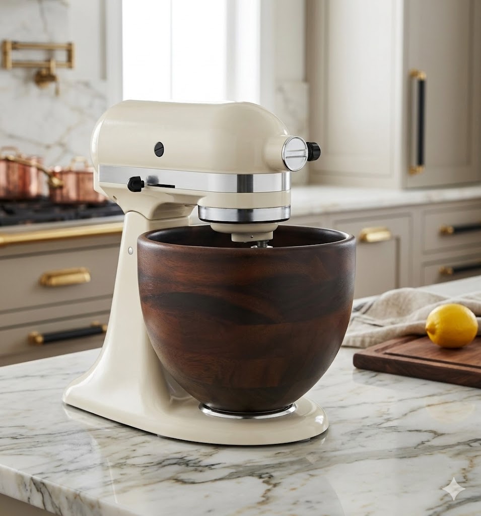 ADVANCEDSIL Premium Walnut Wood Mixing Bowl (KitchenAid Tilt-Head)